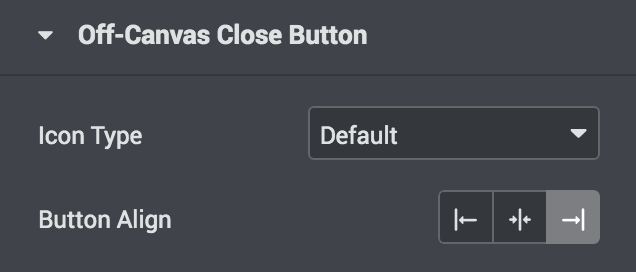 close off-canvas button section