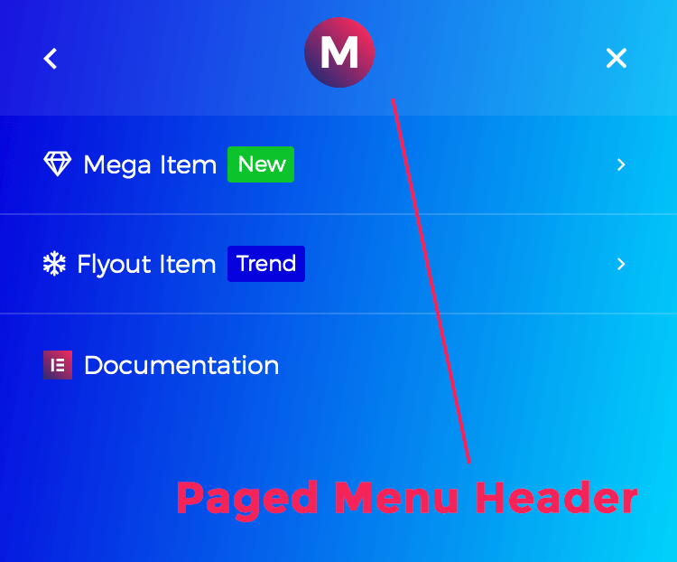 paged menu header
