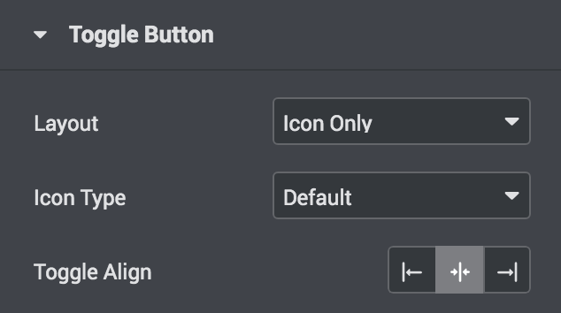 mobile menu toggle button section