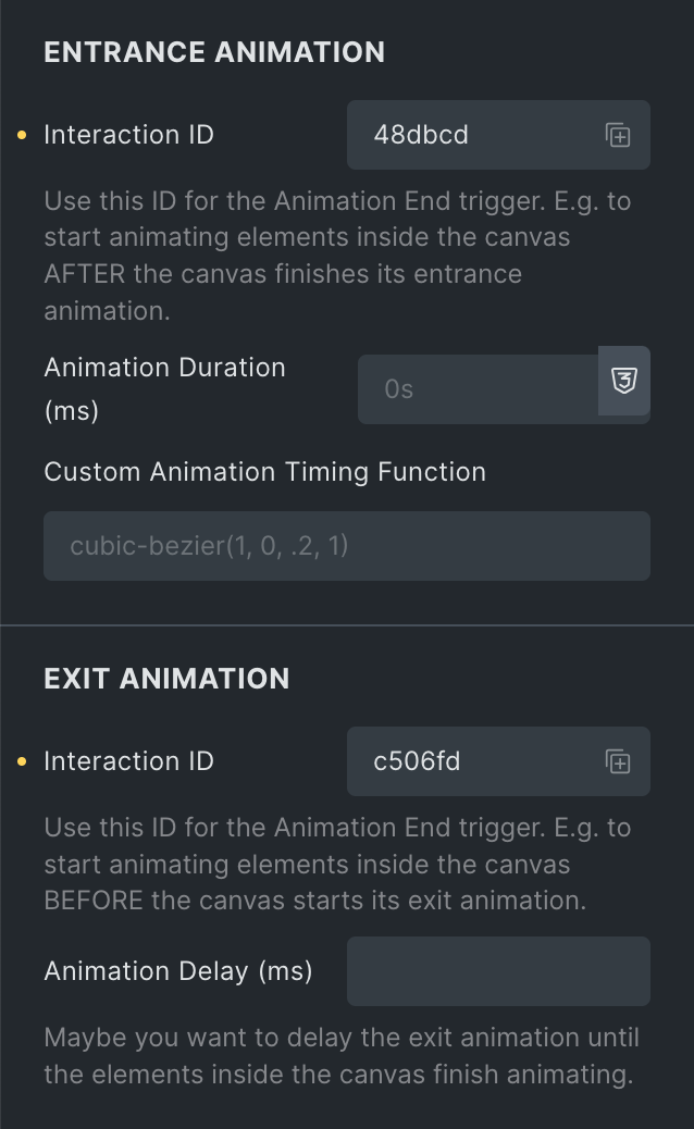 canvas interaction ids