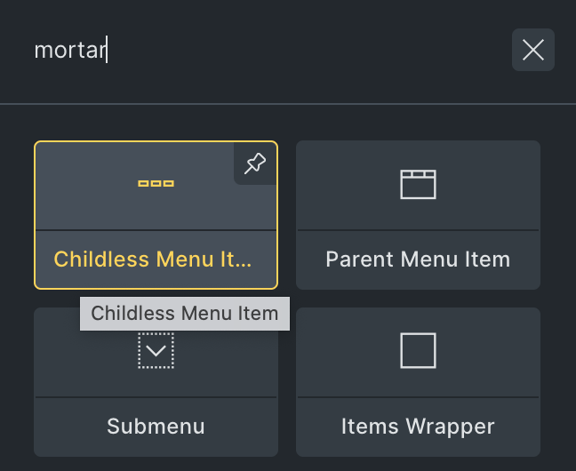 Mortar Menu - Childless Menu Item