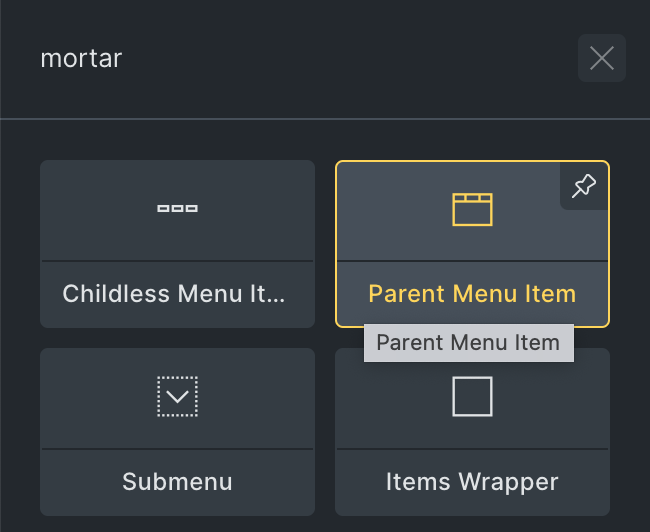 Mortar Menu - Parent Menu Item