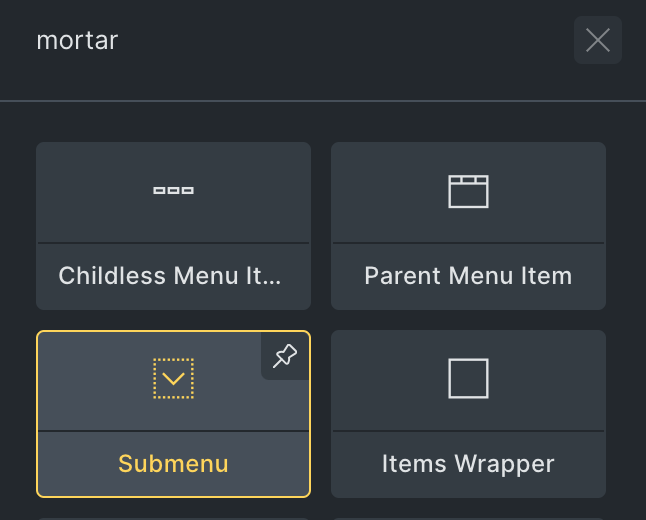 Mortar Menu - Parent Menu Item