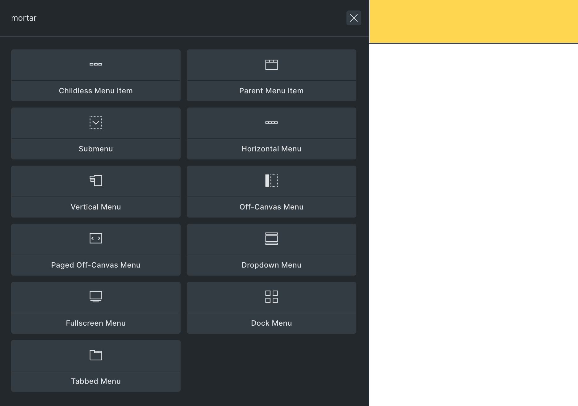 Mortar Menu Elements